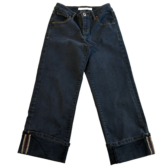 Christopher Blue Stretch Black Denim Cropped Straight Capris Women Size 8 - Picture 5 of 10